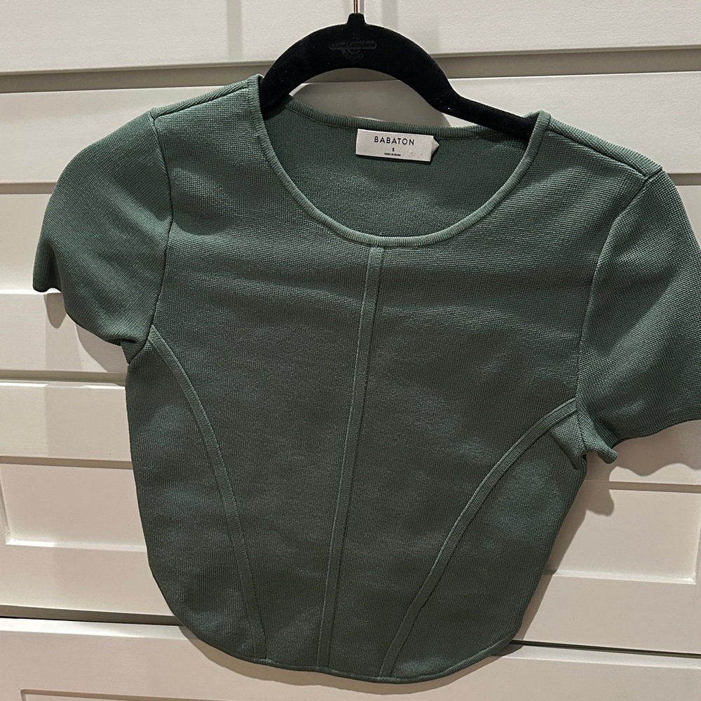 Babaton Forest Green Short Sleeve Top